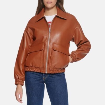Womens A2 Brown Cockpit Leather Bomber Aviator Jacket