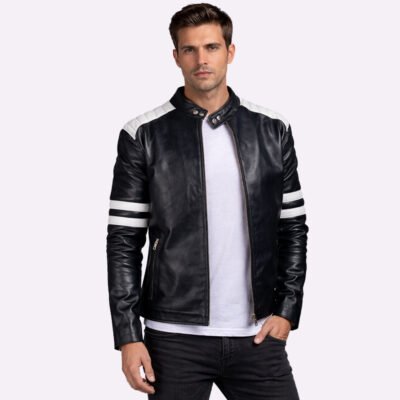 Men’s Black And White Leather Jacket