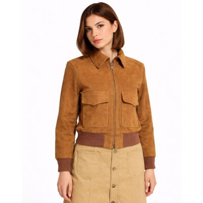 Blackwell Apparel Women’s Brown Suede Bomber Jacket
