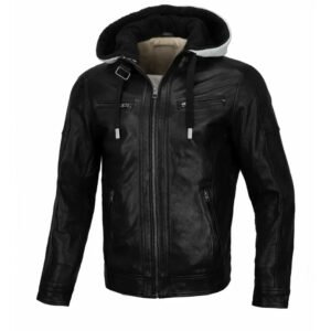 Men’s Real Lambskin Leather Jacket with Hood