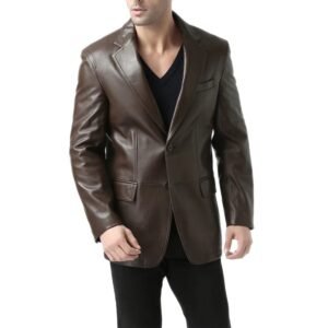 Espresso Brown Leather Blazer