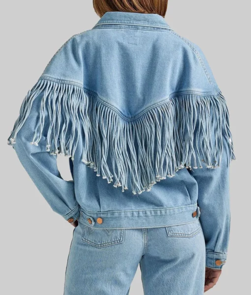 Landman 2024 Michelle Randolph Denim Fringe Jacket