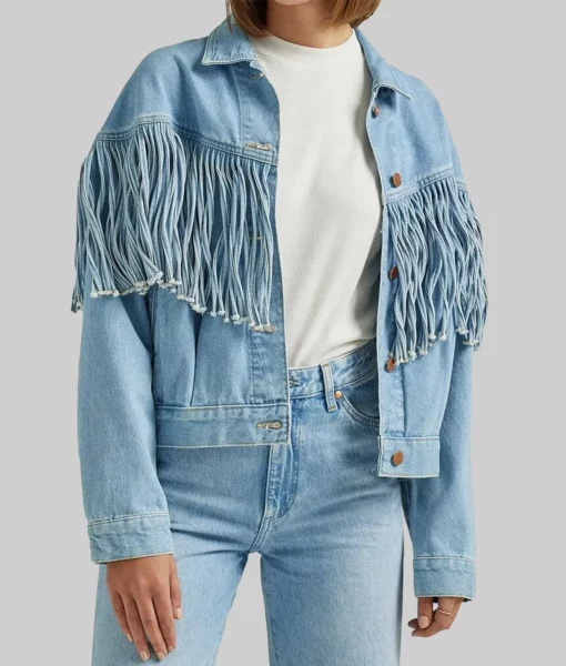 Landman 2024 Michelle Randolph Denim Fringe Jacket